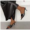 New Summer Women's High-heeled Sandals Pointed Toe Patent Leather High-heeled Slippers Stiletto Lady Open-toed Club Style Pump