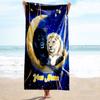 1PC Custom Name Lion Moon Night Romance Beach Towel Highly Absorbent And Sand-Resistant Towel for Swimming, Pool, Yoga, And Travel Lightweight