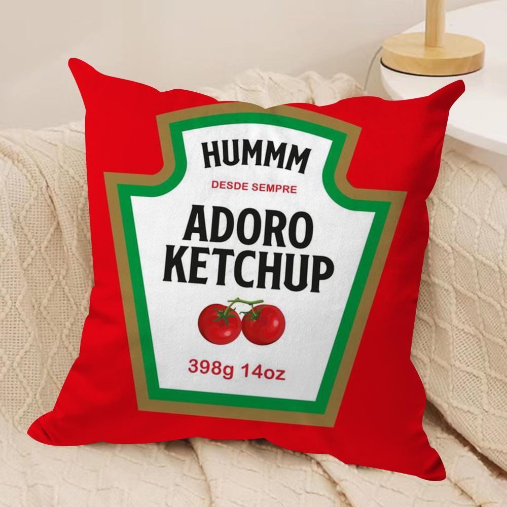 Забавная наволочка-подушка с этикеткой K-ketchup, шелковистый короткий плюш, наволочка для диванной подушки, скрытая молния, мягкий пылезащитный чехол для домашнего декора 30cmx30cm