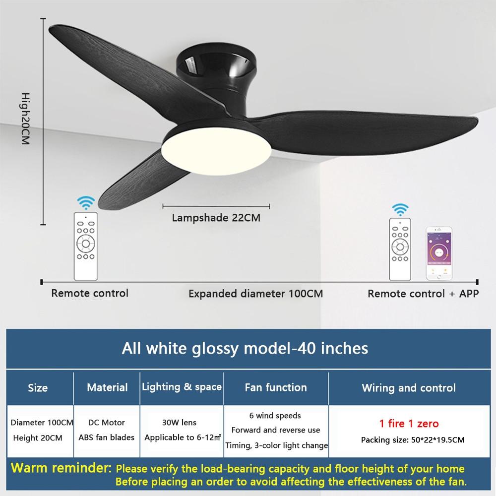 Variable Frequency Ceiling Fan Lamp Six Wind Speeds Adjustable Electric Fan Light Three Color Dimming Mobile Phone Control Fan