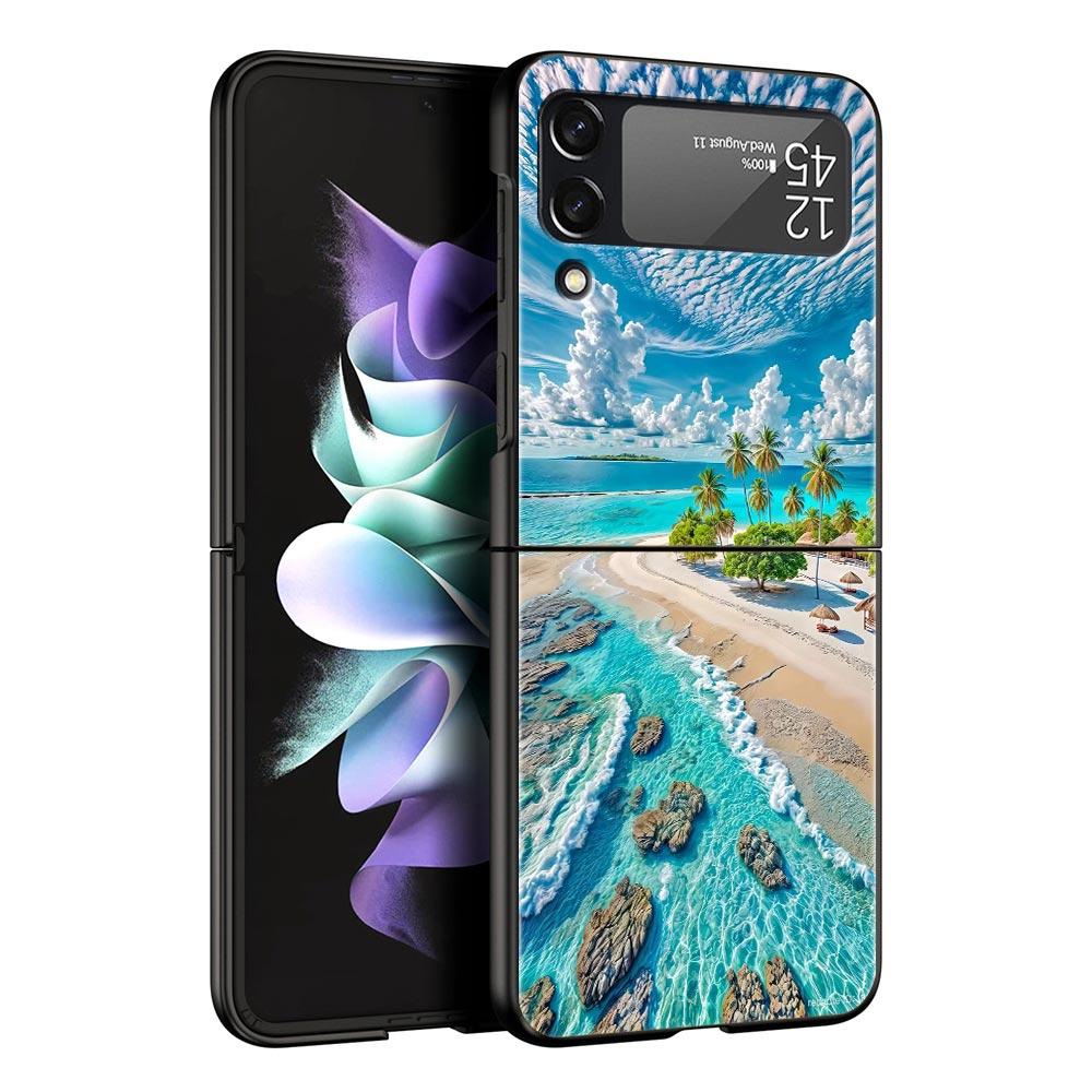 Phone Case for Samsung Galaxy Z Flip 3 4 5 6 7 Folding For Samsung Z Flip4 Flip5 PC Hard Cover NYC New York City Seaside Scenery