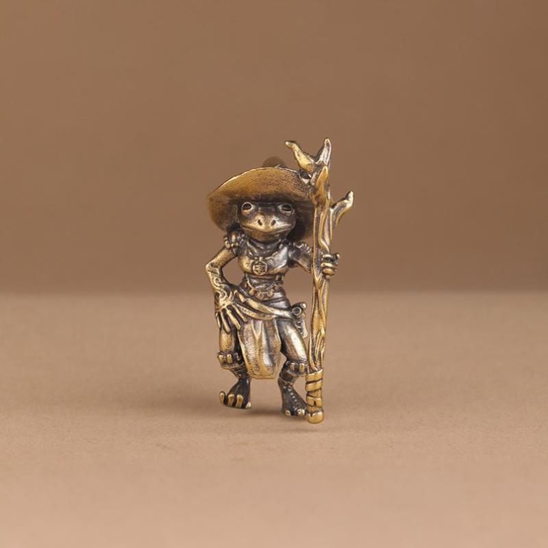Vintage mosazná žába čaroděj soška stolní ozdoba kovové roztomilé figurky miniatury domácí a kancelářská dekorace ozdoby do auta