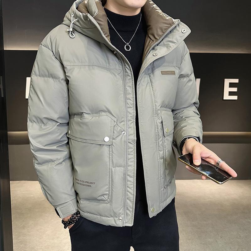 Winter new men's hooded short down jacket trendy handsome warm loose casual fashion jacket men