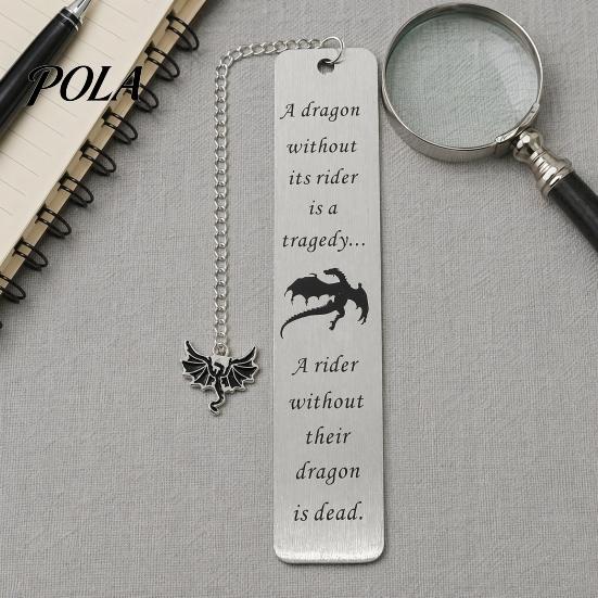 Black Tassel Bookmark Pterosaur Bookmark, Stainless Steel Fourth Wing Design Page Marker with Smooth Polished Tassel, Unique Literary Gift for
