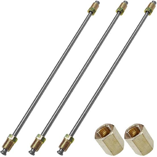 3PCS 3/16" Brake Line Kit With Fittings, Flexible 16" Long Stainless Steel Brake Lines Tubing With Inverted Double Flares & Standard Tube Nut,