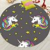 Tapis rond licorne dessin animé mignon Tapis antidérapant pour bureau salon chambre à coucher Décor Tapis de jeu doux Salle de bain Cuisine Paillasson