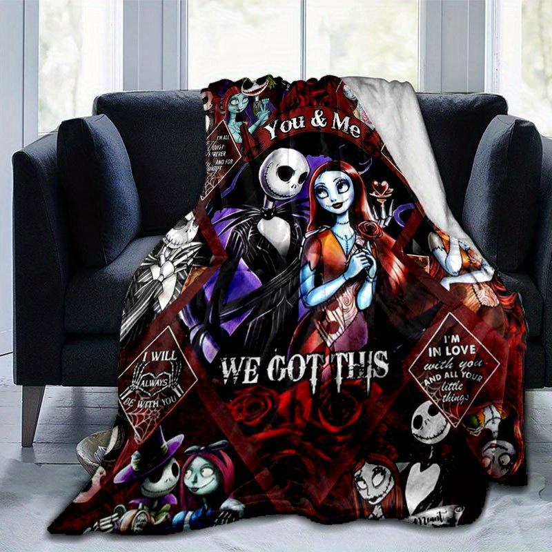 1pc Jack Skellington Printing Flannel Blanket Ideal for Travel Sofa Beds and Home Decor Ideal Birthday or Holiday Gift Available for All Sea
