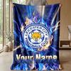 Couverture Flanelle Personnalisée Leicester City Nom Texte Logo Football Couverture Polaire Jetée Personnalisée Cadeau Spécial Pour Canapé Chambre Maison