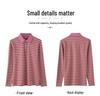 Women's Autumn Korean Style Striped Long Sleeve Lapel T-shirt - 95% Cotton, Button-Up, Slimming Fit