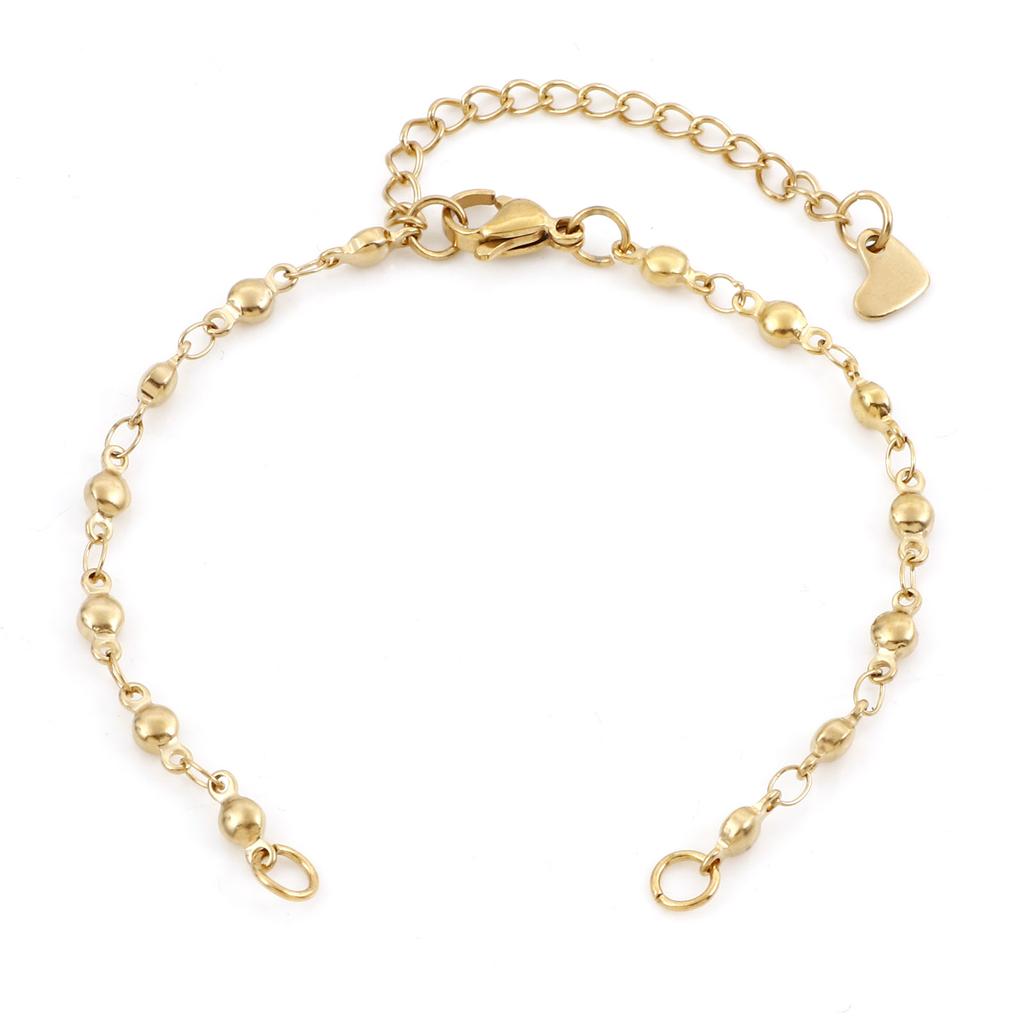 304 Stainless Steel Link Chain Connector Bracelets Anklet Round Heart DIY Making Jewelry Findings 16.5cm(6 4/8") Long, 2 PCs