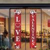1 Pair Valentine's Day Couplet Eye-Catching Clear Pattern Door Hanging Banner for Home Holiday Decoration