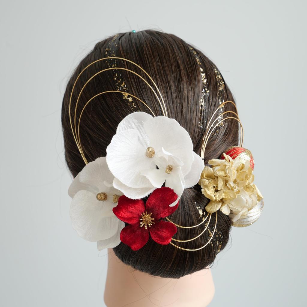 [Lomeri] Artificial Flower Hair Ornament for Coming-of-Age Ceremony, Graduation Ceremony, Furisode Kimono, Wedding, Japanese Attire A907