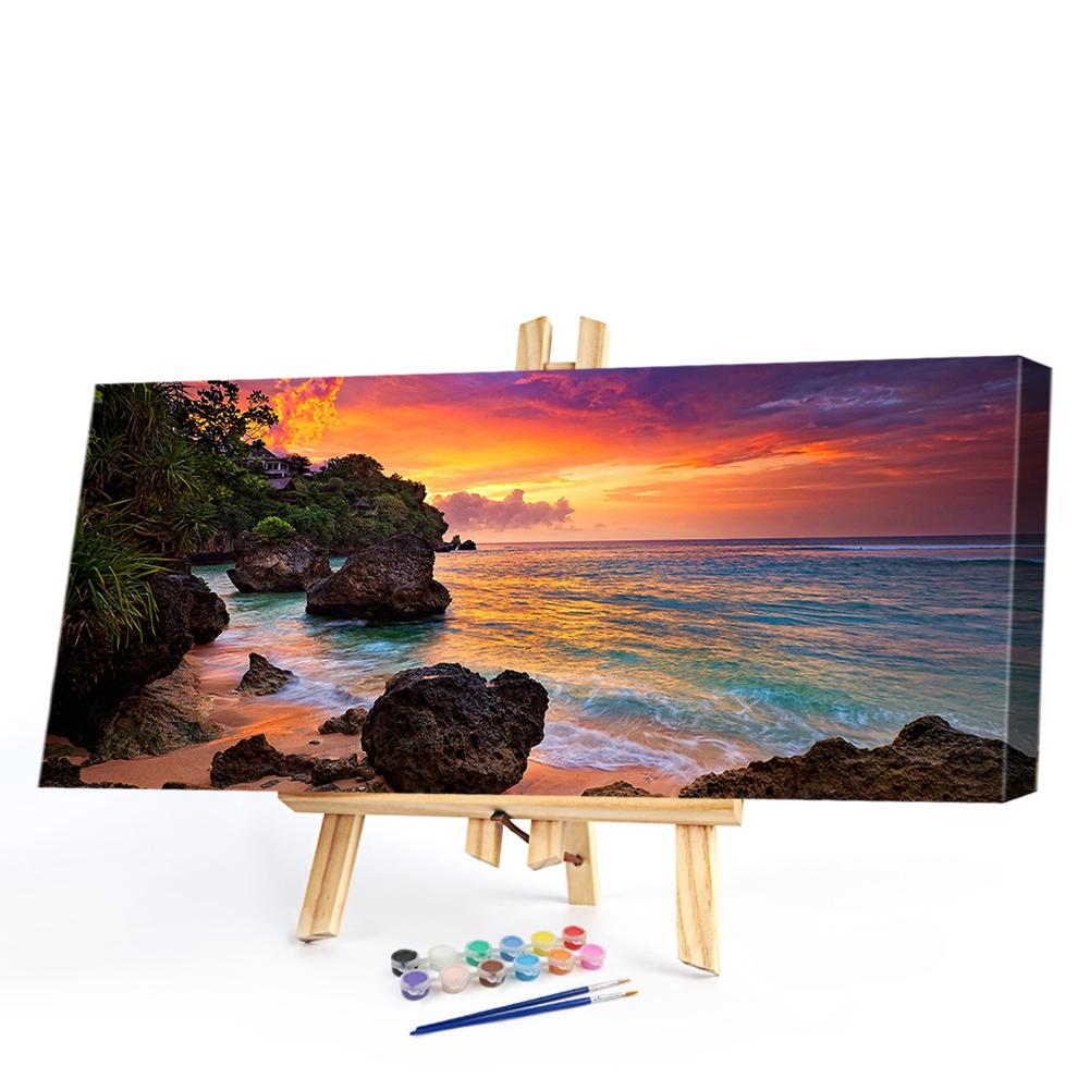 Natural Scene Oil Paint By Numbers Kits 80x40cm Canvas Picture DIY Wall Drawing