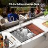 VEVOR Farmhouse Kitchen Sink, 304 Stainless Steel Drop-In Sinks, Top Mount Single Bowl Basin with Ledge & Accessories