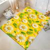 White Daisies and Green Leaves on Yellow Non-slip rug suitable for living room and bedroom sofas