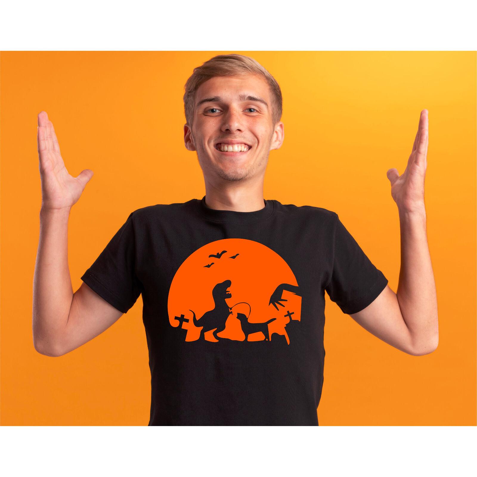 Spooky Saurus Dinosaur Halloween T-Shirt Spider Pumpkin Halloween Dog Gifts Top L