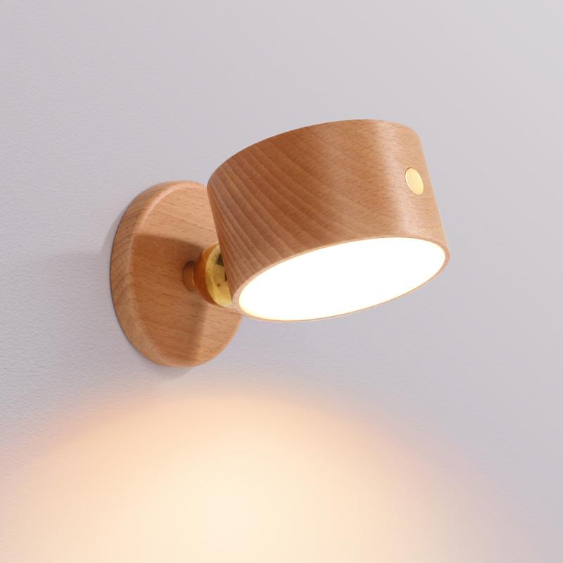 Wooden Led Bedside Light Dimming Usb Charging 360 Degree Rotating Magnetic Ball Touch Control Night