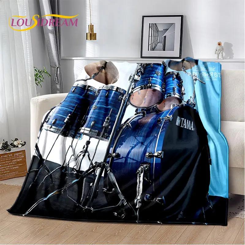 Kit de tambor musical, conjunto de instrumentos, cobertor de pelúcia macio, cobertor de flanela, cobertor para sala de estar, quarto, cama, sofá, piquenique, criança