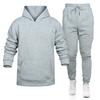 Men's Winter Solid Color Long-Sleeved Hooded Drawstring Sweatshirt And Sweatpants Suit