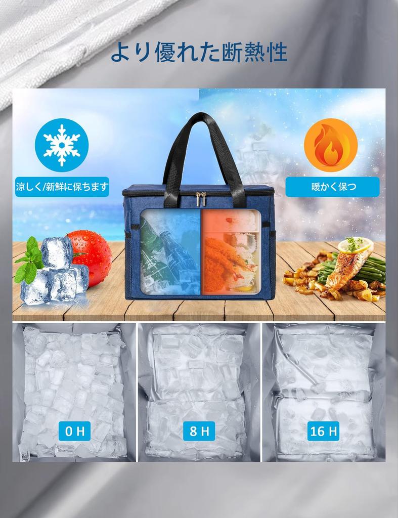 Foldable Cooler BoxInsulated Bag, Large Capacity 20L Triple-Layer Insulation, Keeps Food Cold for 8-24 Hours (Fits 4-6 Ice Packs) Lightweight