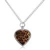 Colar Urna Estampa Animal Leopardo para Cinzas Pingente de Coração Joia Colar Memorial Cremação de Animais de Estimação, estilo