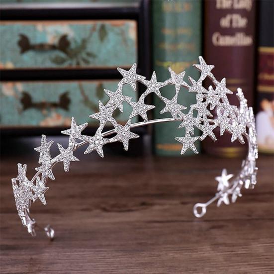 Strass-Stern-Haarreif Haarreif Diadem Krone Braut Hochzeits-Haarschmuck