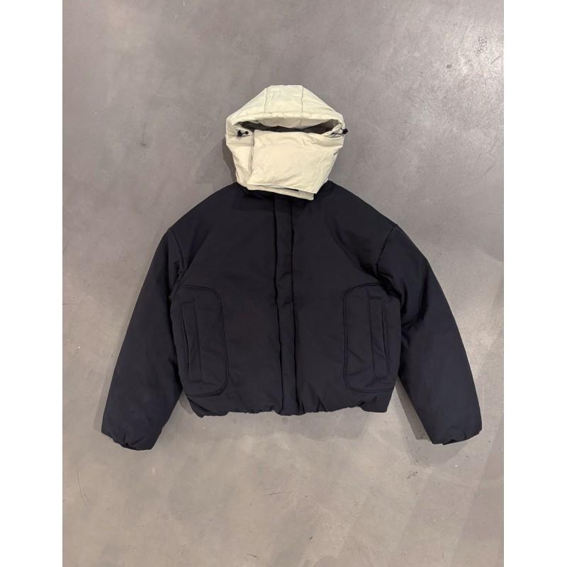 Winter Color Block Hooded Puffer Jacket Unisex Hip Hop Streetwear Loose Fit Teens