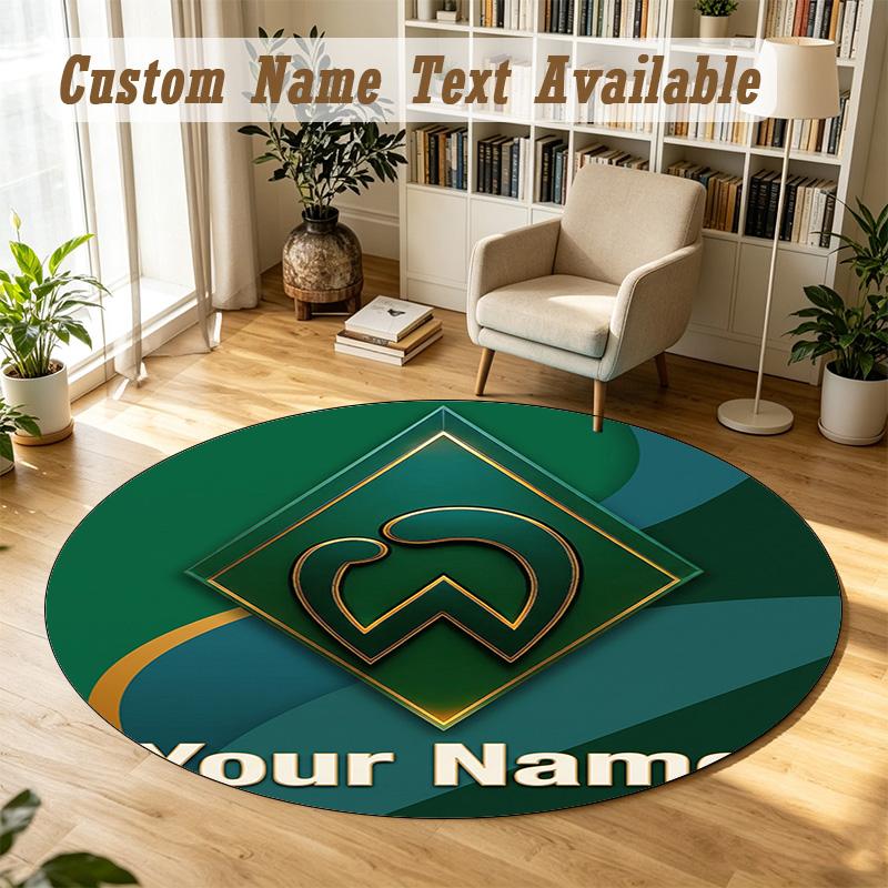 Round Rug Custom NameWerder Bremen FC Pattern Non Slip Carpet Home Floor Decor
