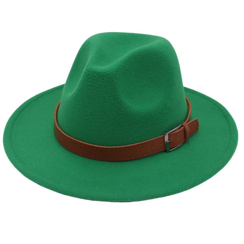 British Style Gentleman'S Top Hat Versatile Trendy Suit Matching Top Hat Belt Buckle Felt Fedora