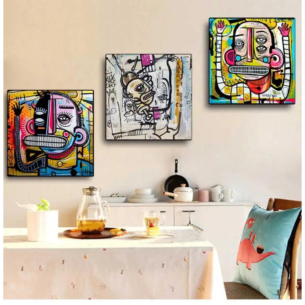 Wall Art Pictures For Living Room Decoration No Frame Graffiti Street Art Poster Joachim Abstract Colorful Face Canvas Painting
