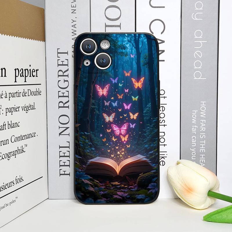 Beautiful Forest Butterfly Book Printed Phone Case for iPhone 17 16 12 11 14 13 15 Pro Max Mini X XS MAX XR 7 8 Plus Soft Cover