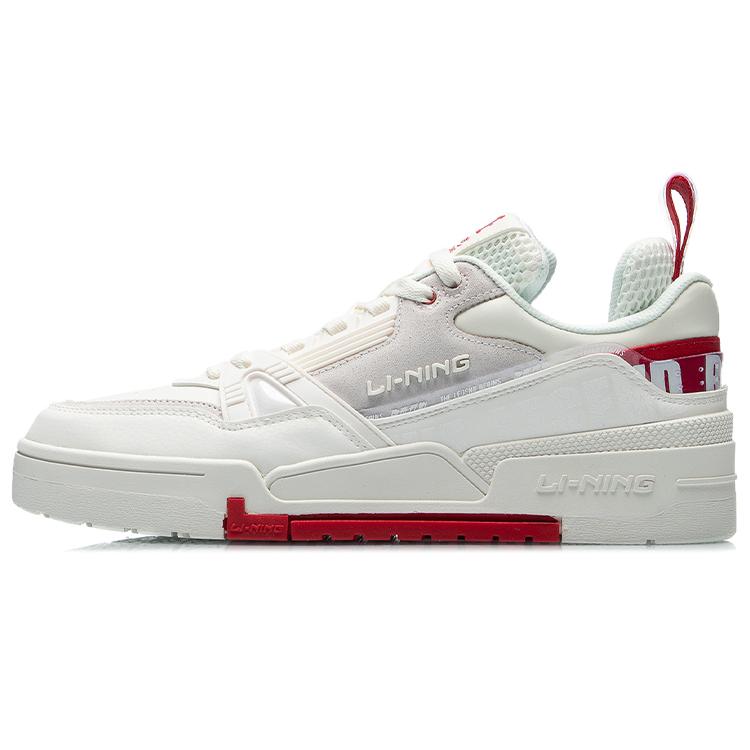 New LiNing 001 BTC Slip Resistant, Abrasion Resistant, Balance, Lightweight Low Top Skateboard Shoes Unisex White Red AECR001-4