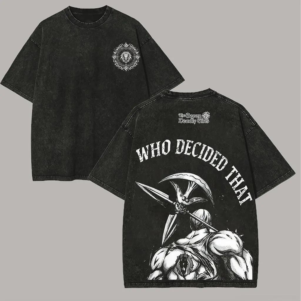 

Escanor The Seven Deadly Sins Tshirt For Mens Clothing Vintage Washed Oversized T Shirt Short Sleeve Soft Cotton Tees Tops S