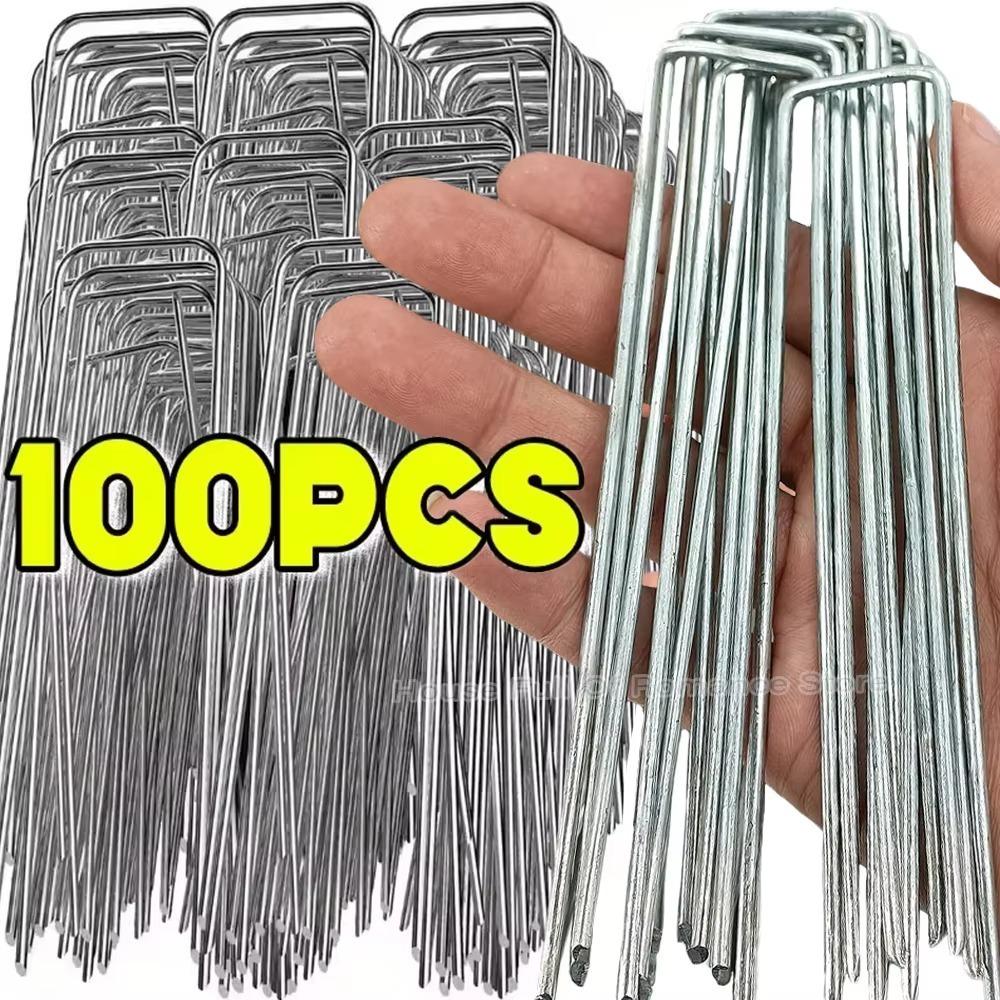 Landscaping Supplies U-Shaped Ground Pegs Heavy Duty Steel Garden Pins Galvanized Durable Landscape Staples Garden Tools