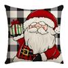 New Christmas Black and White Plaid Letter Print Linen Pillow Home Cushion Pillow Case