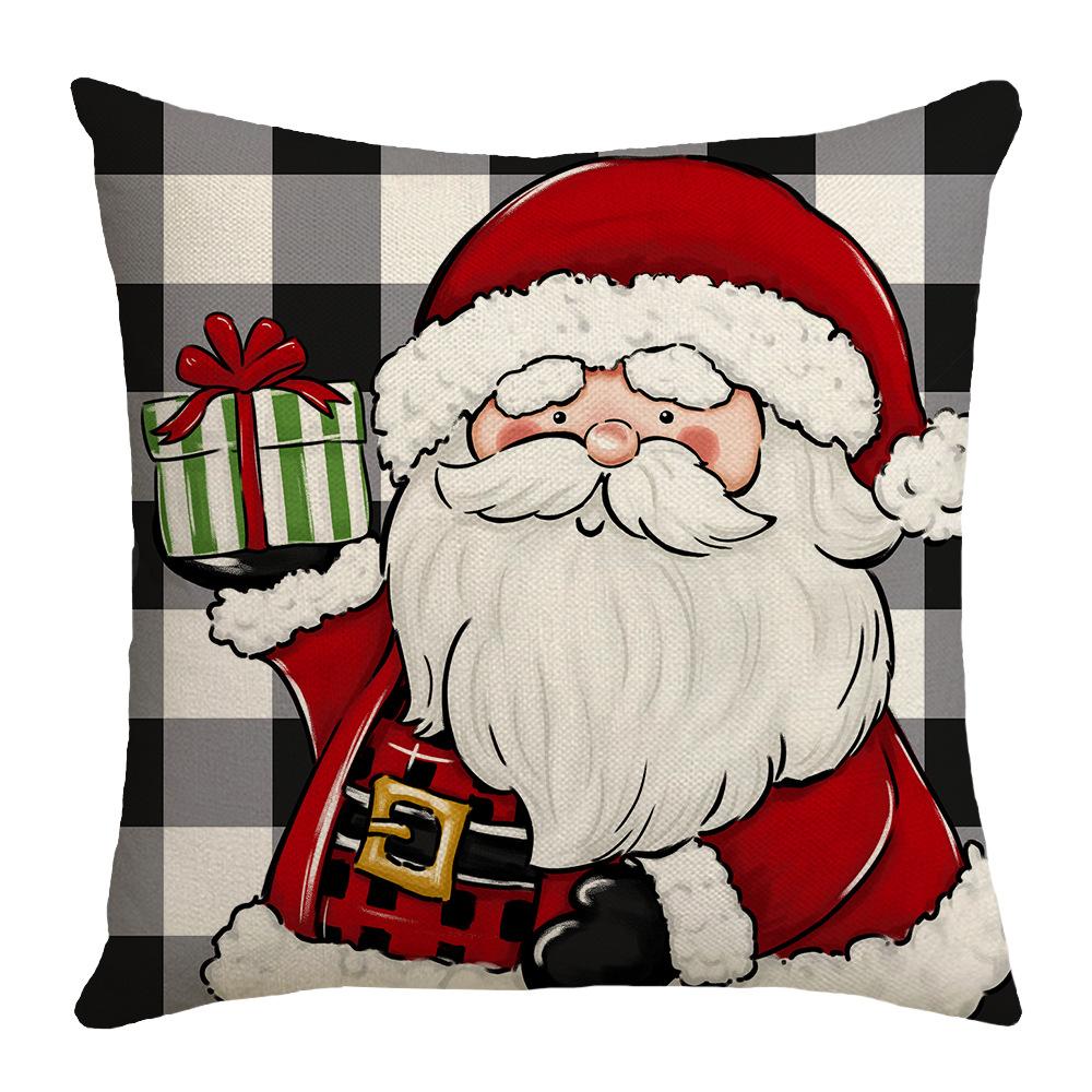 

Новая Рождественская Черно-Белая Клетчатая Льняная Подушка с Принтом Букв Домашняя Подушка Наволочка 45 * 45Cm (excluding pillow core)