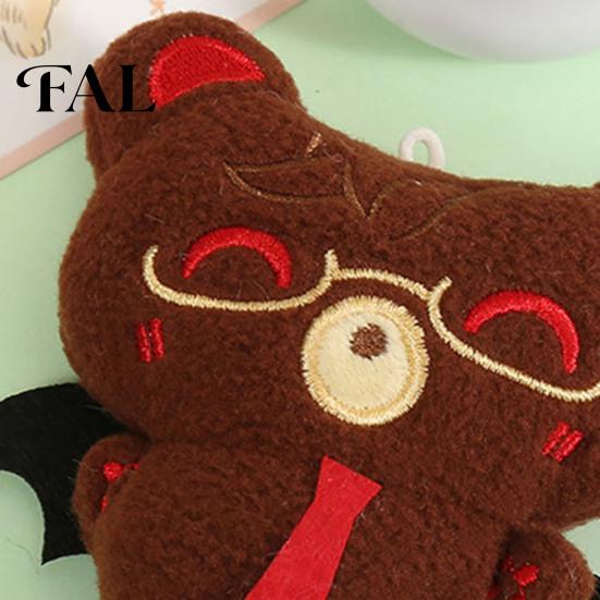 Embroidered Animal Doll Halloween Bear Bat Plush Pendant, Stuffed Devil Backpack Bag Charm, Purse Accessory Hanging with Bead Chain, Party Favors