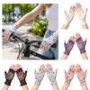 Breathable Scar Covering Gloves Thin Mesh Sunscreen Gloves Fancy Style Half Finger Gloves Summer
