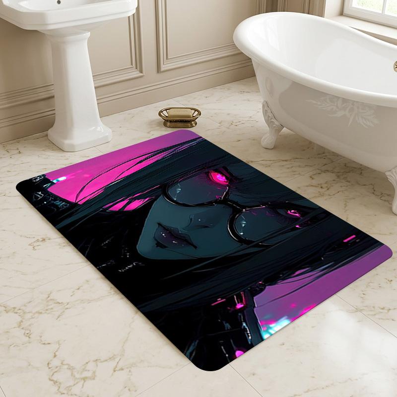 Cyberpunk Girl Living Room Nonslip Area Rug Soft Carpet For Bedroom Game Playroom Sofa Office Home Decor Doormat Christmas Gift C9291323
