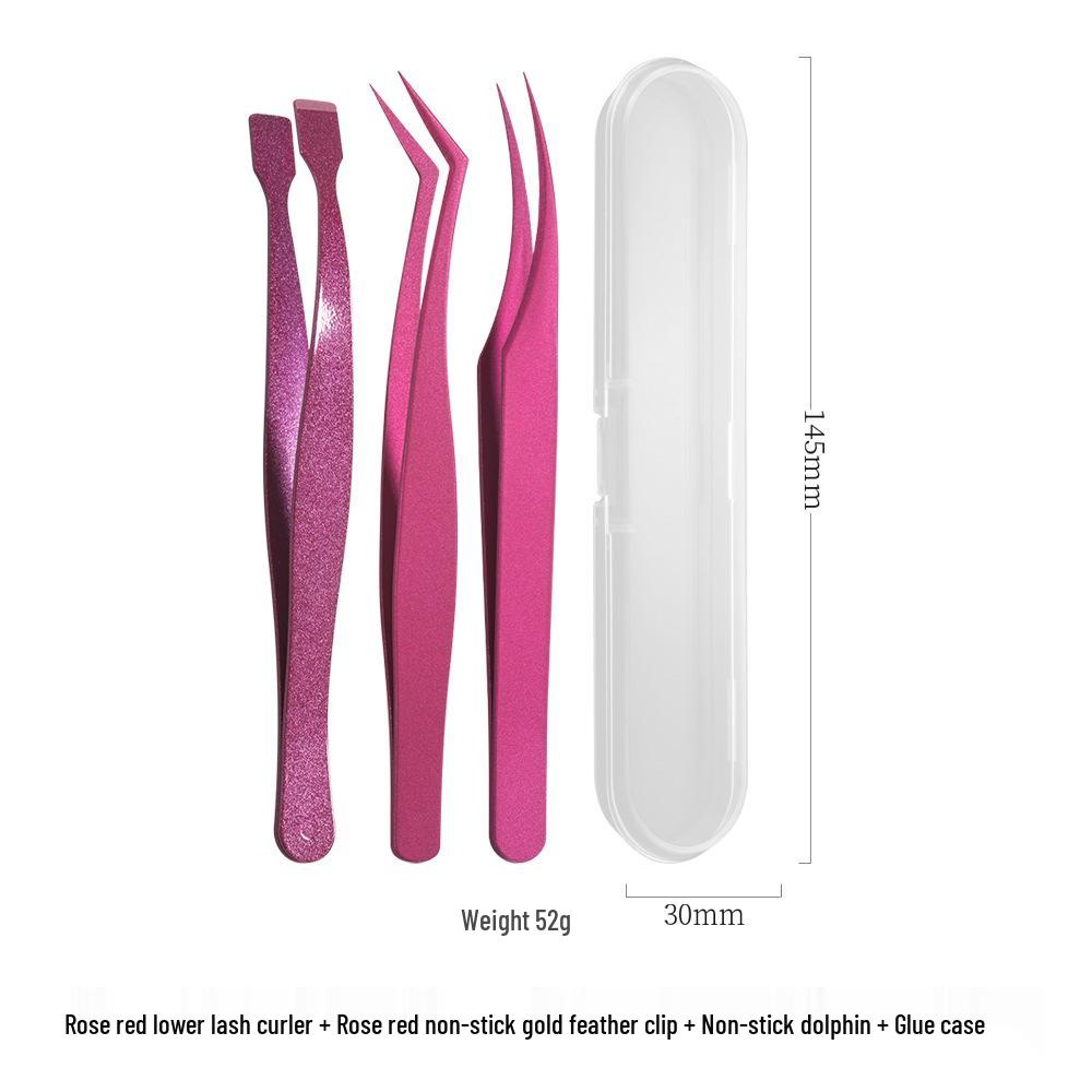 Non-stick Tweezers for False Eyelashes - Beginner & Professional Lash Artist Tool, Golden Feather Clip