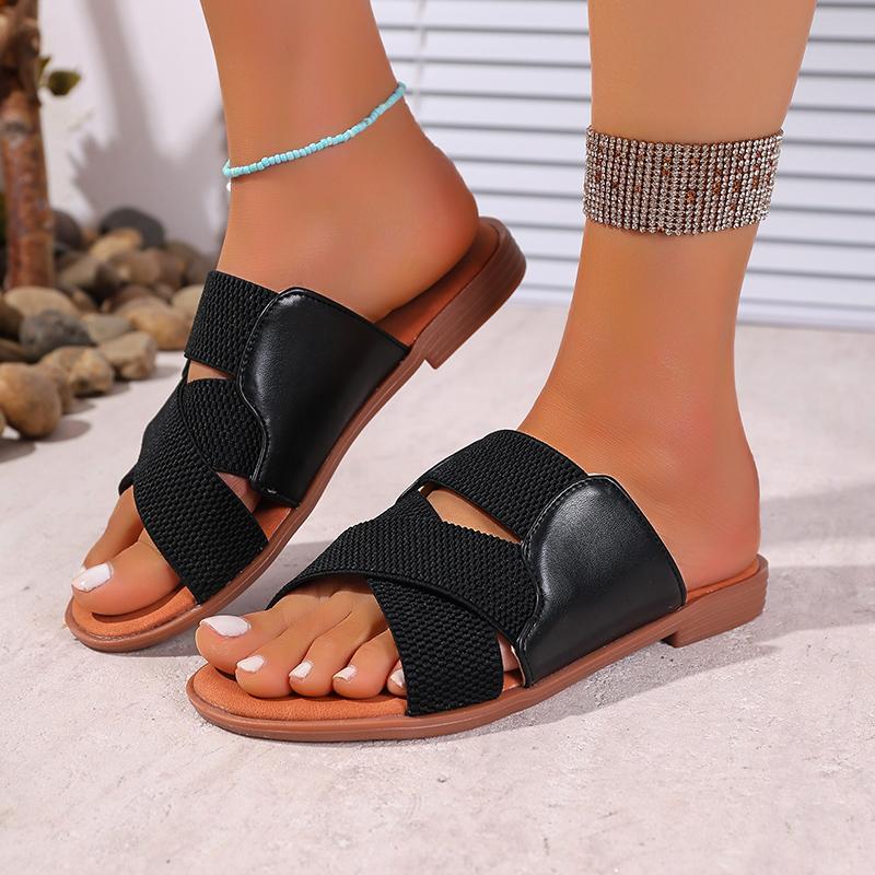 New Women Flat Sandals Leather Cross Strap Rome Style Summer Ladies Shoes Buckle Strap Casual Slippers Zapatos De Mujer