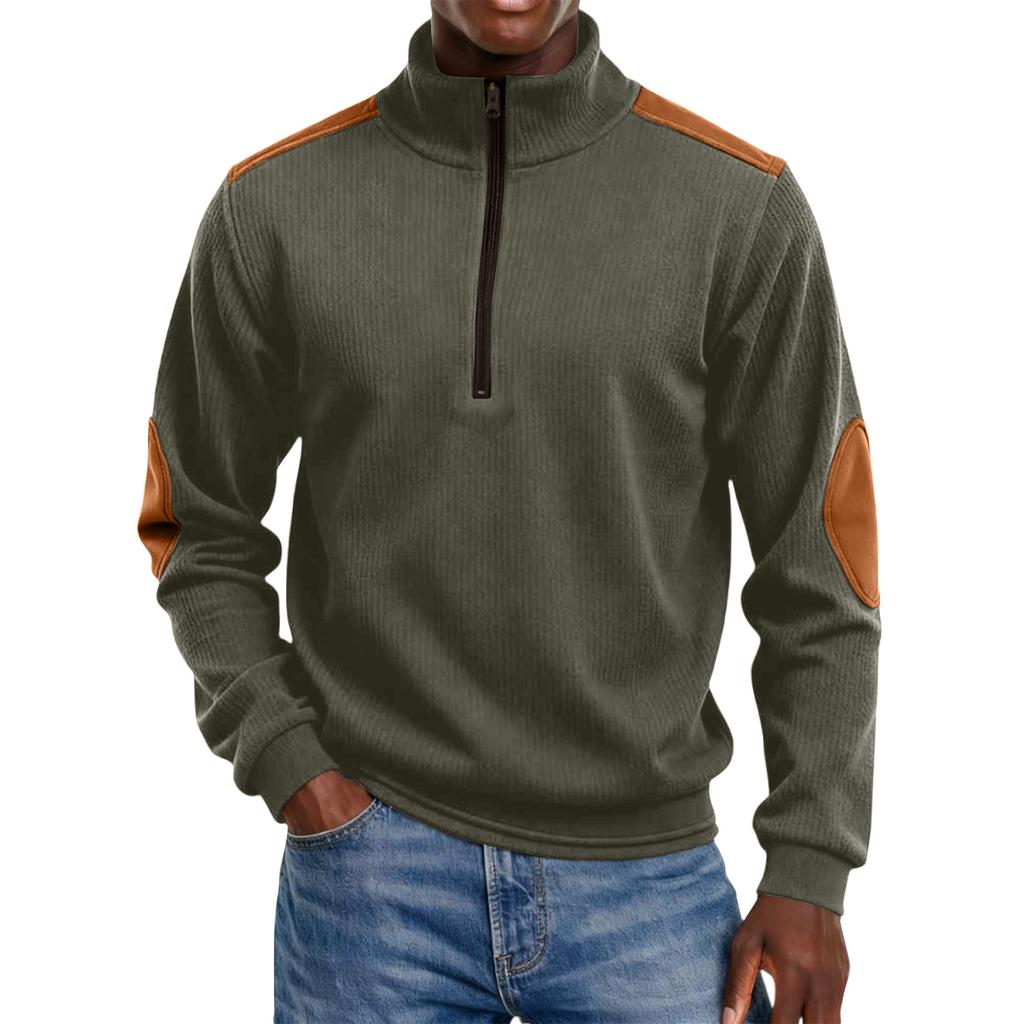 Men's Colorblock Half Zip Stand Collar Sweatshirt Men's Sports Large Size Casual Stand Collar Sweatshirt