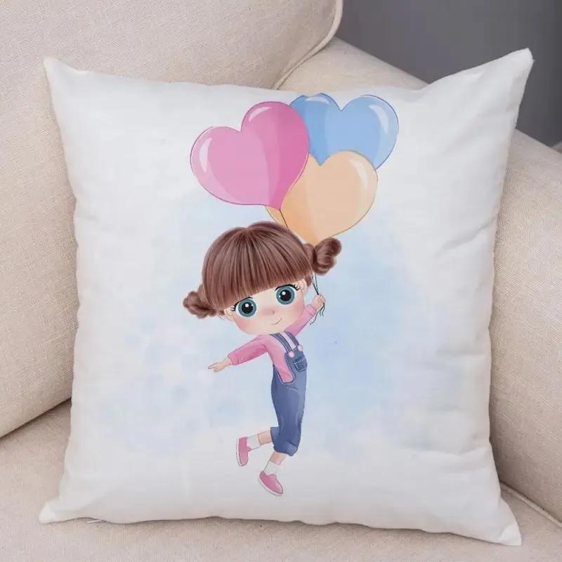 

Luxury Home Decor Pillow Cover Car Living Room Sofa Cushion Cover Cartoon Girl Pattern Cushion Cover 12x12Inch