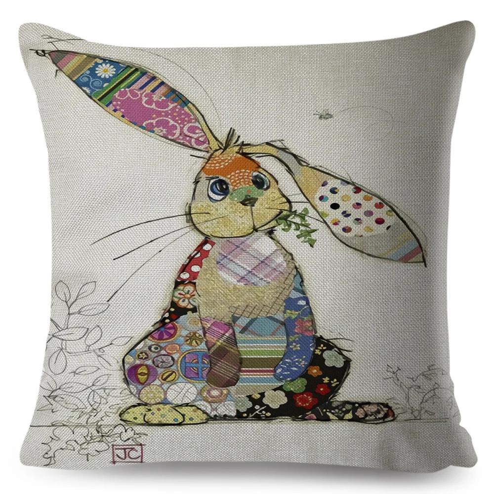Nordic Style Cartoon Monkey Dog Cat Rabbit Cushion Cover Decor Children Drawing Animal Pillow Case for Sofa Home Car Pillowcase