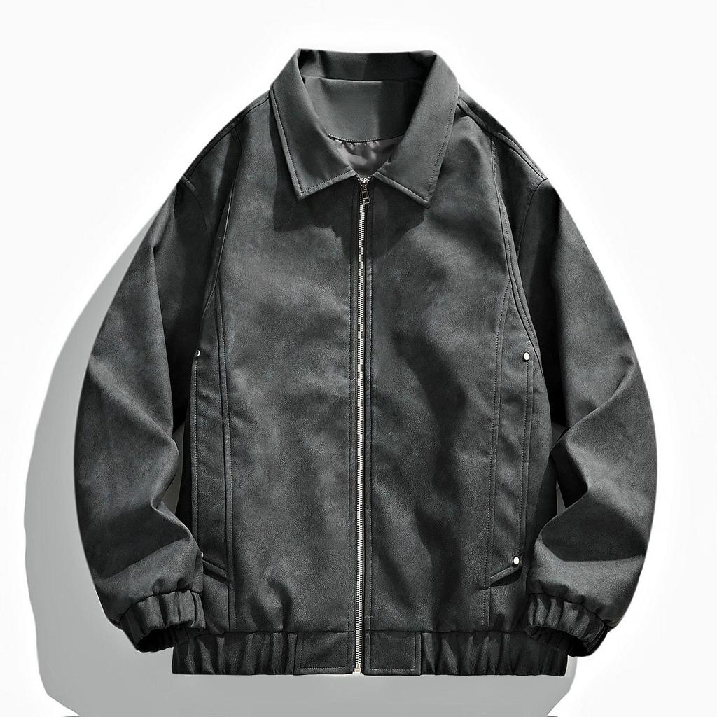 2025 Men's Retro PU Leather Motorcycle Bomber Jacket