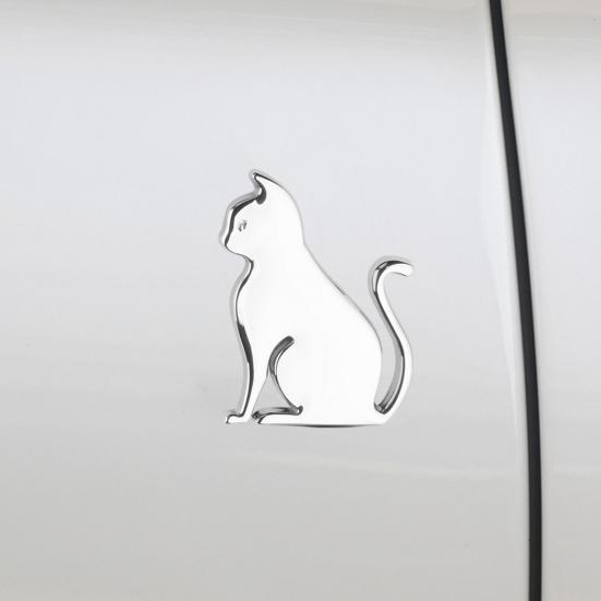 Car Decal Metal Cat 3D Animal Emblem for Scratch Hiding Chrome Finish Zinc Alloy Sticker for Body And Trunk Weatherproof Outdoor Use