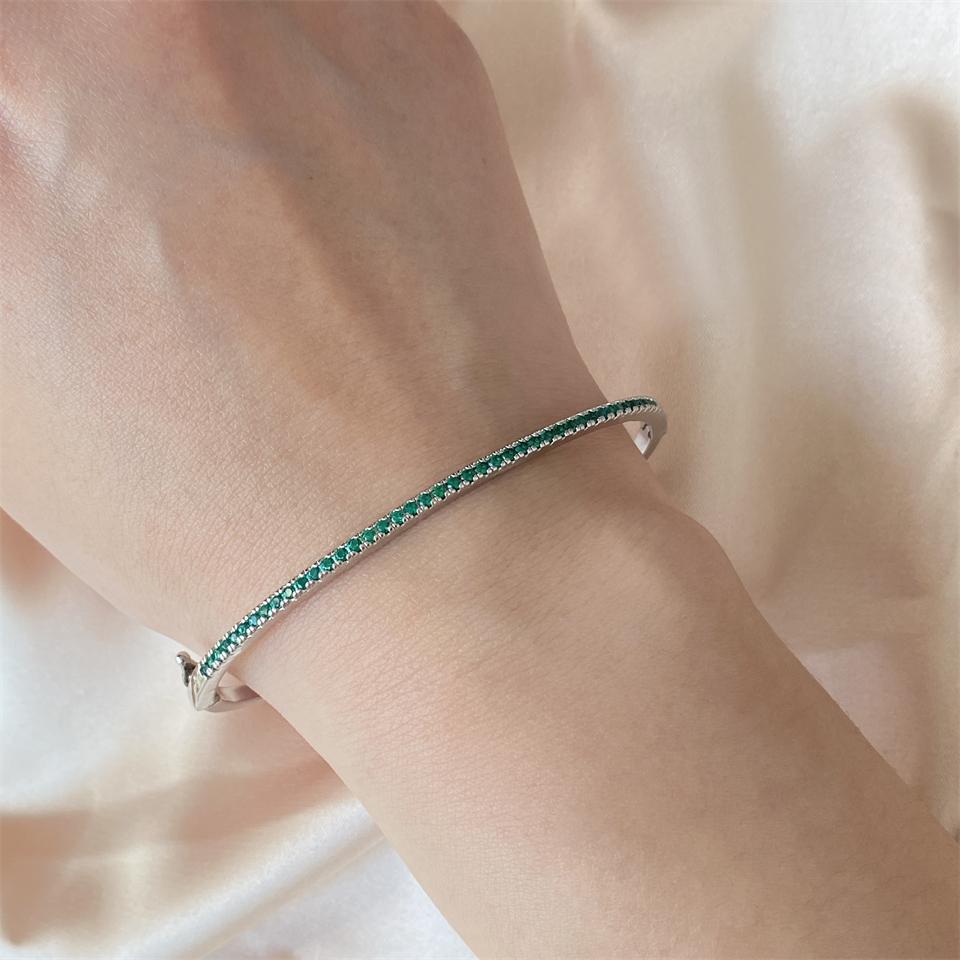 ZAKOL Simple Fashion Micro-inlaid Zirconia Thin Bangle for Women Brand Design Shiny Zircon Bracelets Zircon Gift