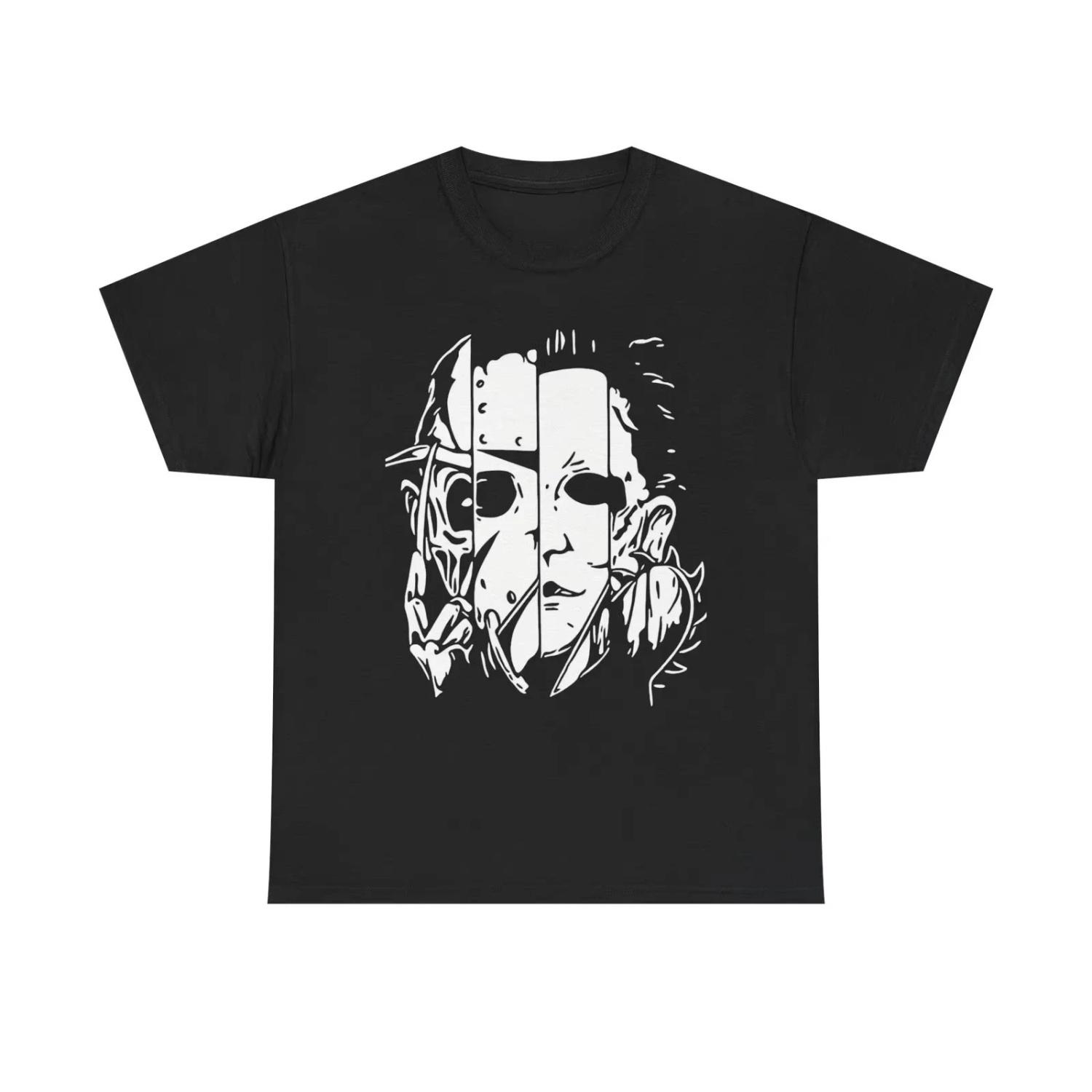 

2025 Horror Movie Face Graphic Printing Summer Luxury Brand Cotton s and s T-Shirts Short Sleeves Street Fashion Trend S чёрный