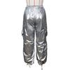 European & American Women's Fashion Casual Long Pants with Solid Color & 3D Pockets