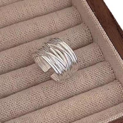 925 Sterling Rings for Women Fashion Geometric Handmade Irregular Strip Ring Party Christmas Gift